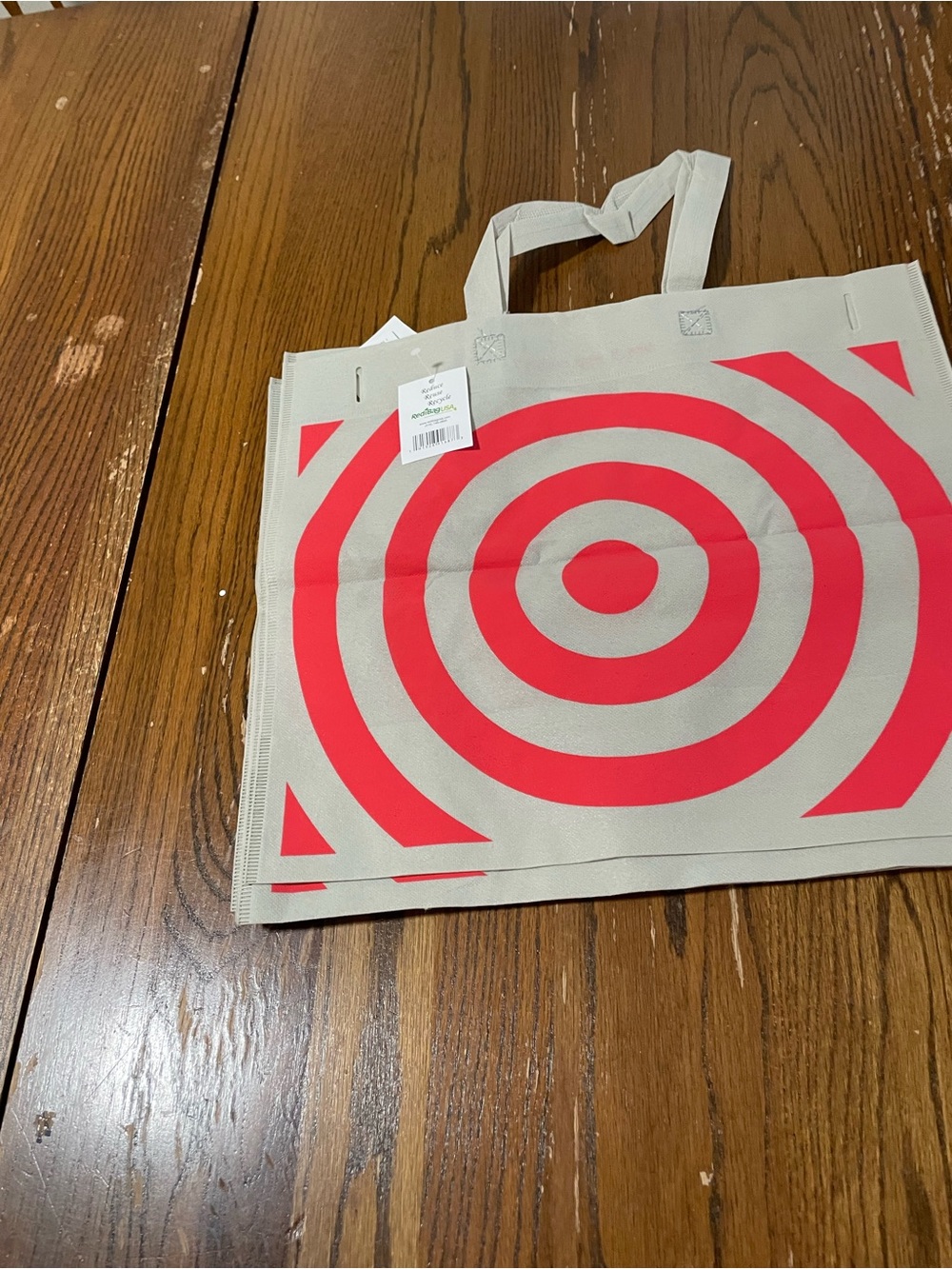Reusable Tote Bag with Bright Red Target Design